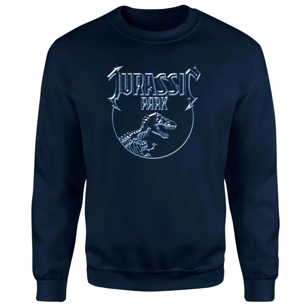 Jurassic Park Logo Metal Sweatshirt - Navy - S Image 1