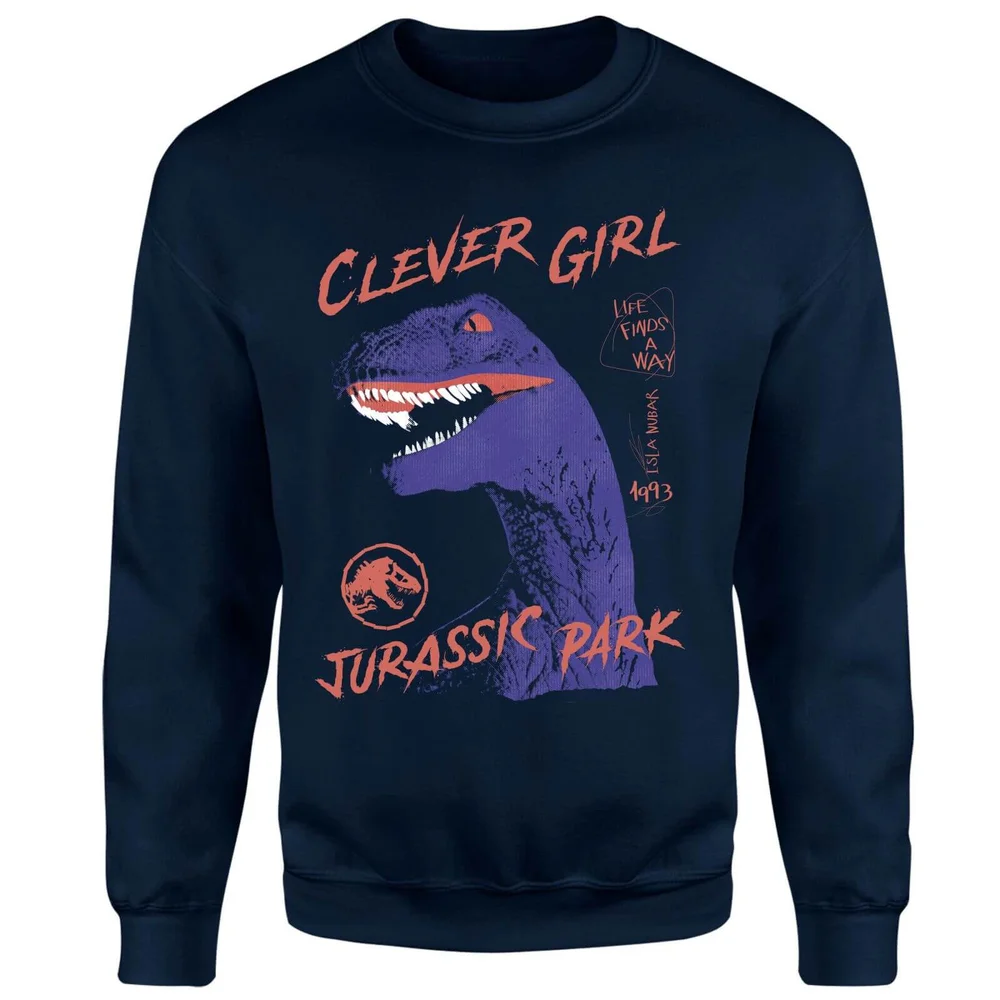 Jurassic Park Life Finds A Way Raptor Sweatshirt - Navy - S Image 1