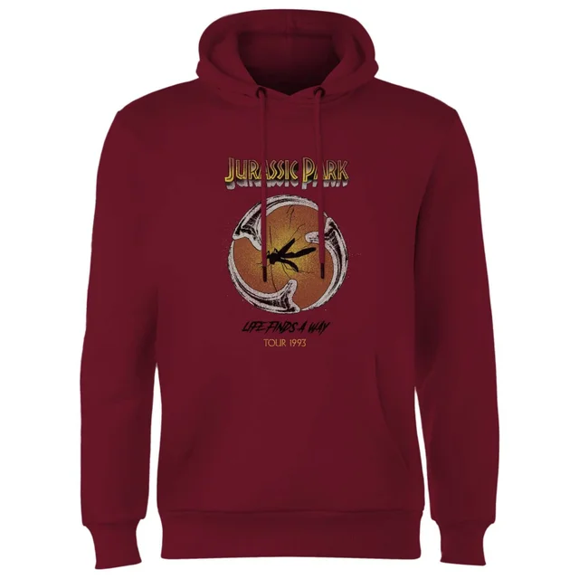 Jurassic Park Life Finds A Way Tour Hoodie - Burgundy