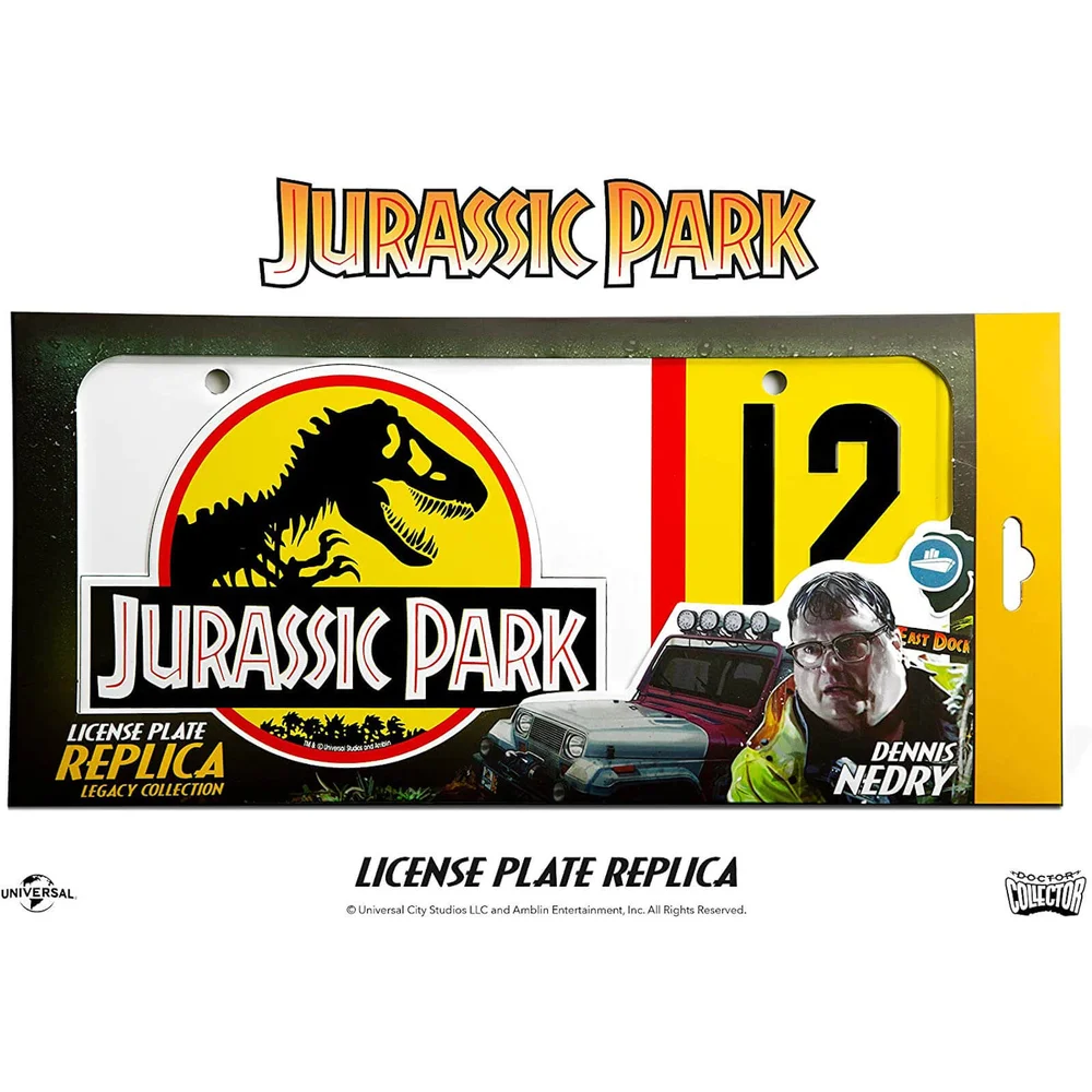 Doctor Collector Jurassic Park Dennis Nedry Licence Plate Replica Image 1