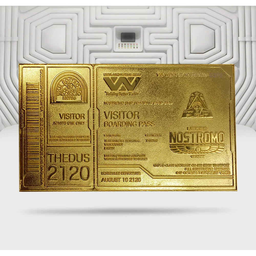 Alien 24K Gold Plated Boarding Ticket Limited Edition Replica - Zavvi Exclusive Image 1