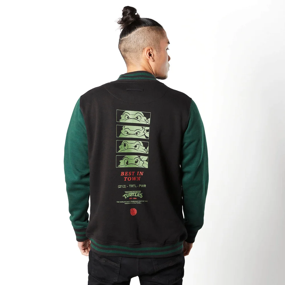 Teenage Mutant Ninja Turtles By The Slice Varsity Jacket - Black / Green - XXL Image 1