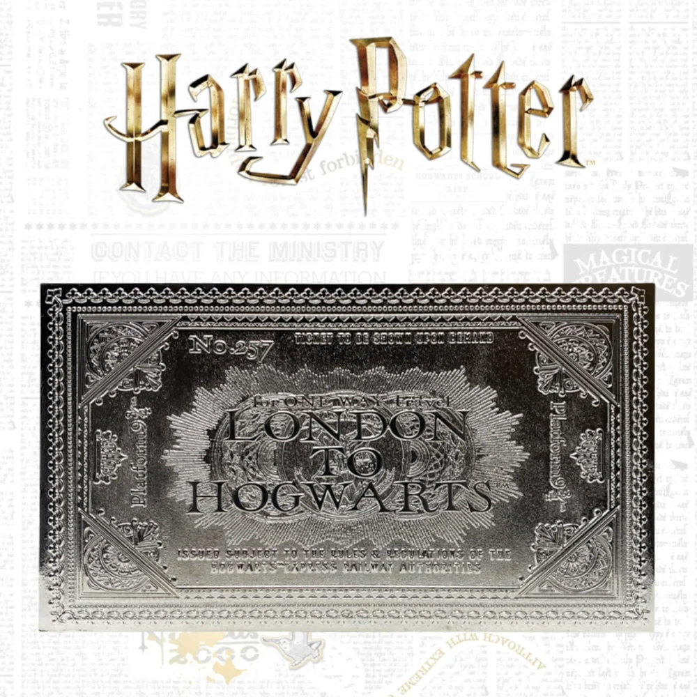 Harry Potter Silver Plated Limited Edition Hogwarts Ticket Limited Edition Replica Image 1