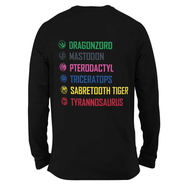 Power Rangers Zords List Unisex Long Sleeve T-Shirt - Black