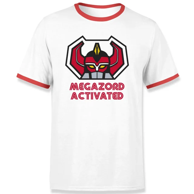 Power Rangers Megazord Activated Unisex T-Shirt - White / Red Ringer
