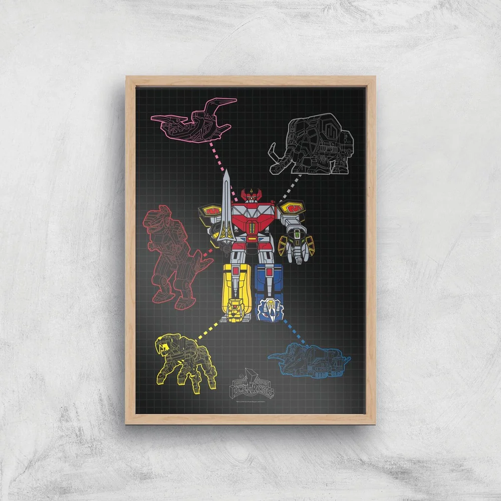 Power Rangers Megazord Giclee Print Giclee Art Print - A2 - Wooden Frame Image 1