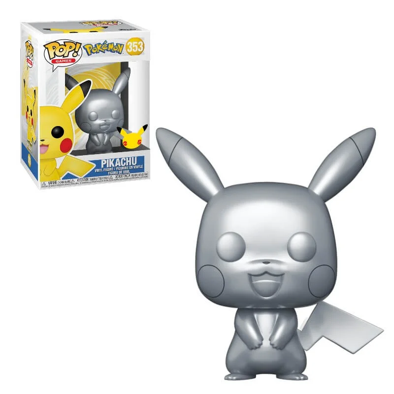 Pokemon Pikachu (Silver Metallic) Funko Pop! Vinyl Image 1