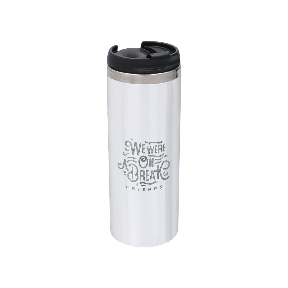 Friends We Were On A Break Vintage Stainless Steel Thermo Travel Mug - Metallic Finish Image 1