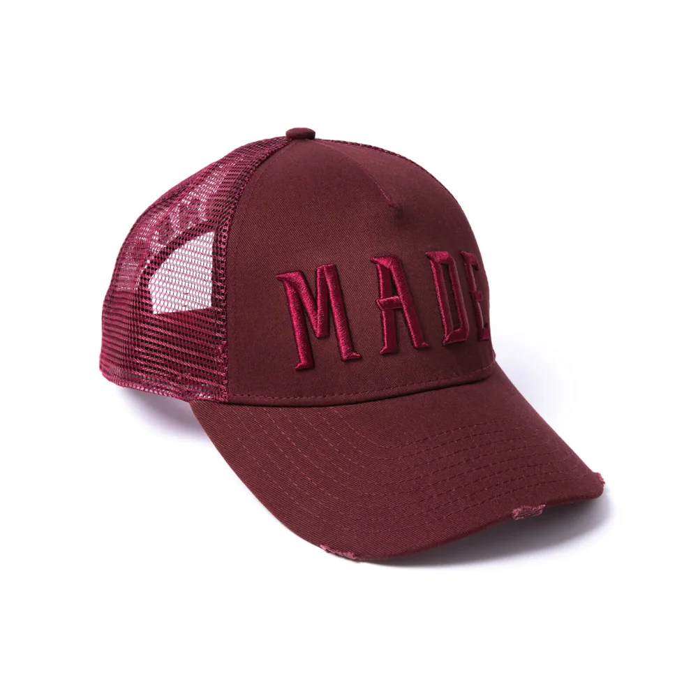 Milliner Fired Brick Distressed Cotton Trucker Made 3D Embroidered Image 1