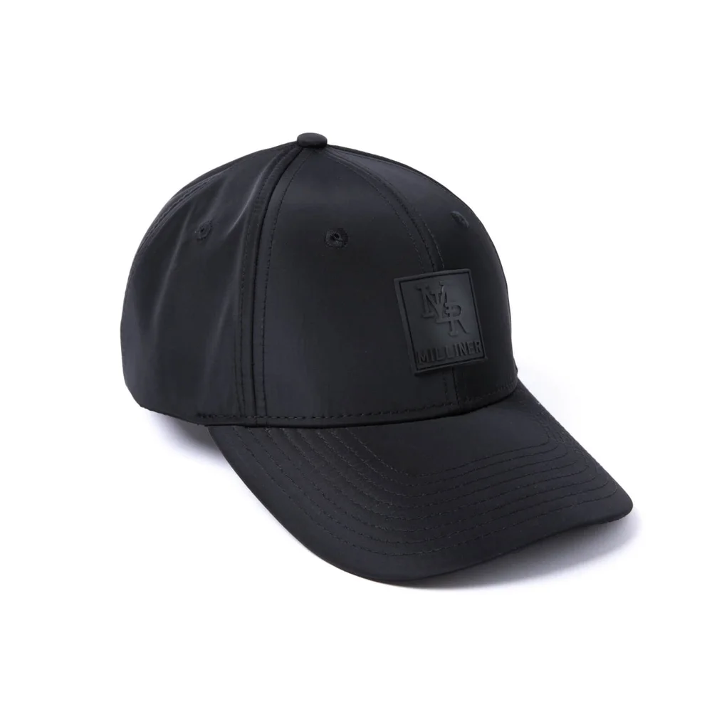 Milliner 6 Panel Nylon Rubber Badge Black Cap Image 1