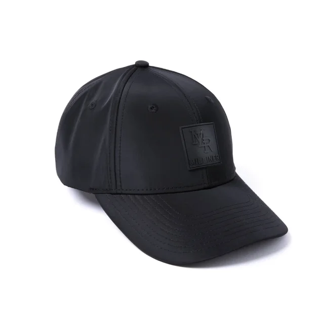 Milliner 6 Panel Nylon Rubber Badge Black Cap
