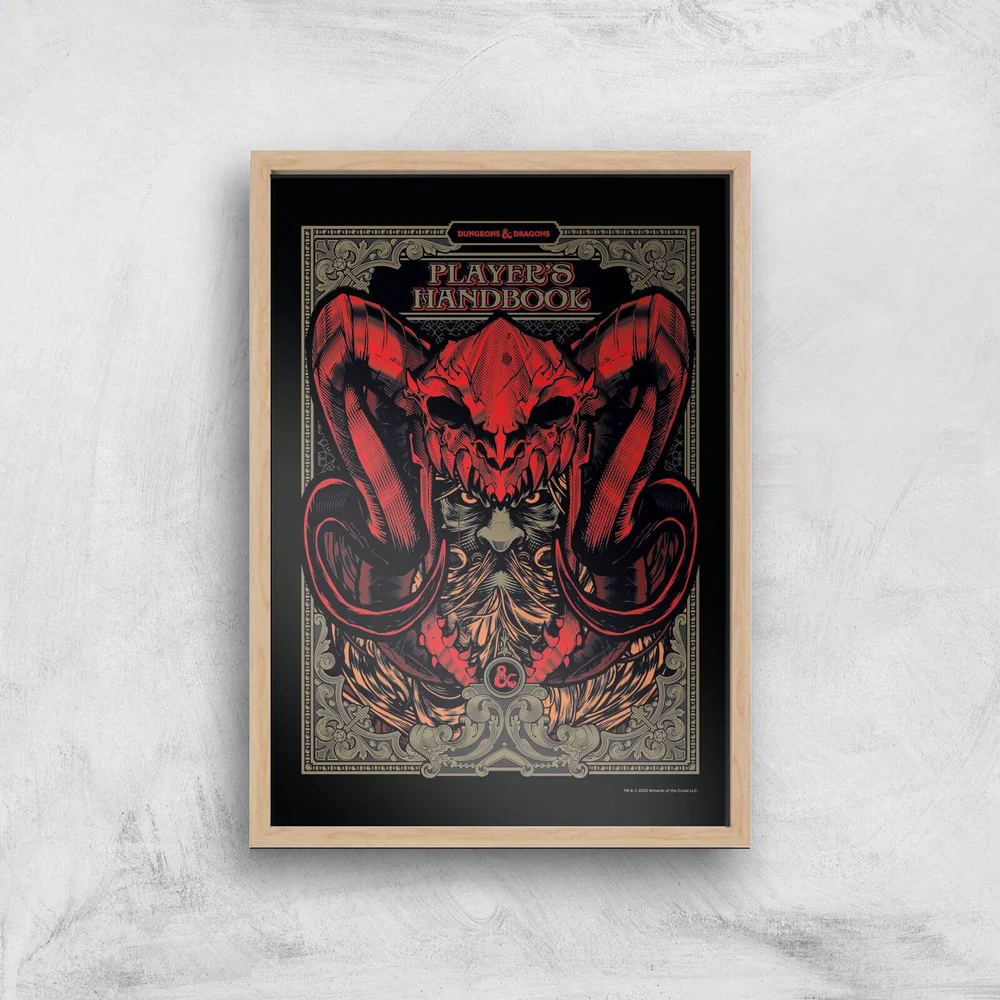 Dungeons & Dragons Players Handbook Giclee Art Print - A3 - Wooden Frame Image 1