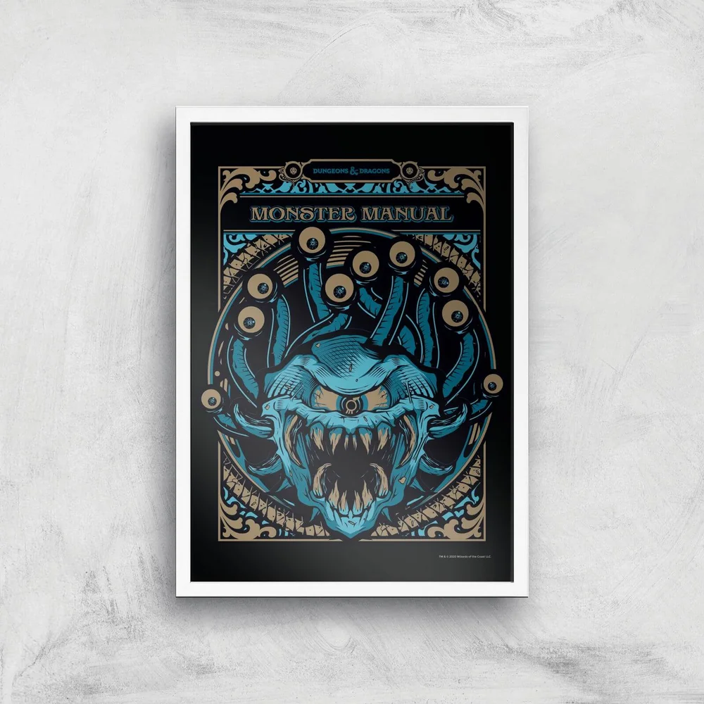 Dungeons & Dragons Monster Manual Giclee Art Print - A4 - White Frame Image 1