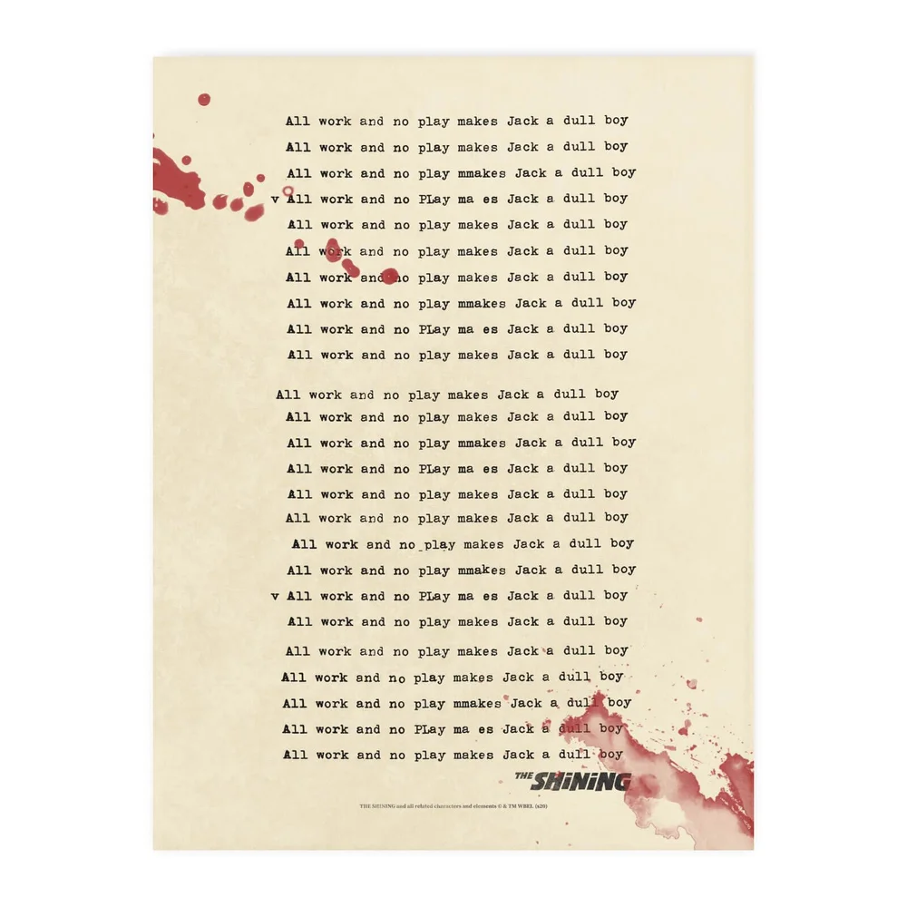 The Shining All Work And No Play Chopping Board Image 1