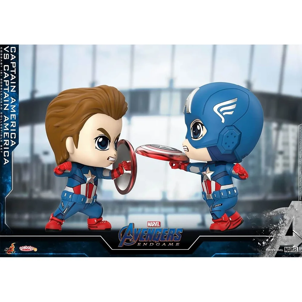 Hot Toys Cosbaby Marvel Avengers: Endgame - Captain America VS Captain America (Set of 2) Figure Image 1