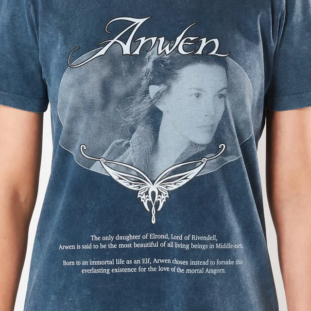 Lord Of The Rings Arwen Lady Of Rivendell Women's T-Shirt Dress - Navy Acid Wash
