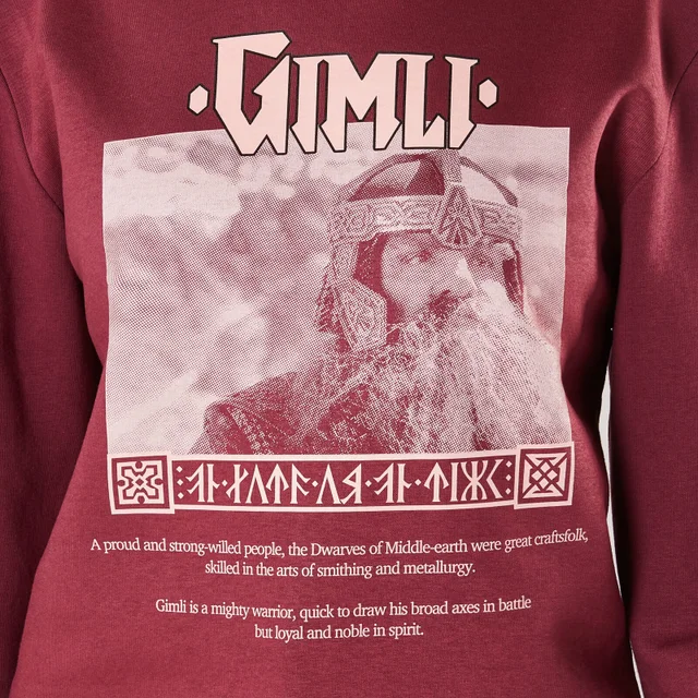 Lord Of The Rings Gimli Lord Of The Glittering Rocks Sweatshirt - Burgundy