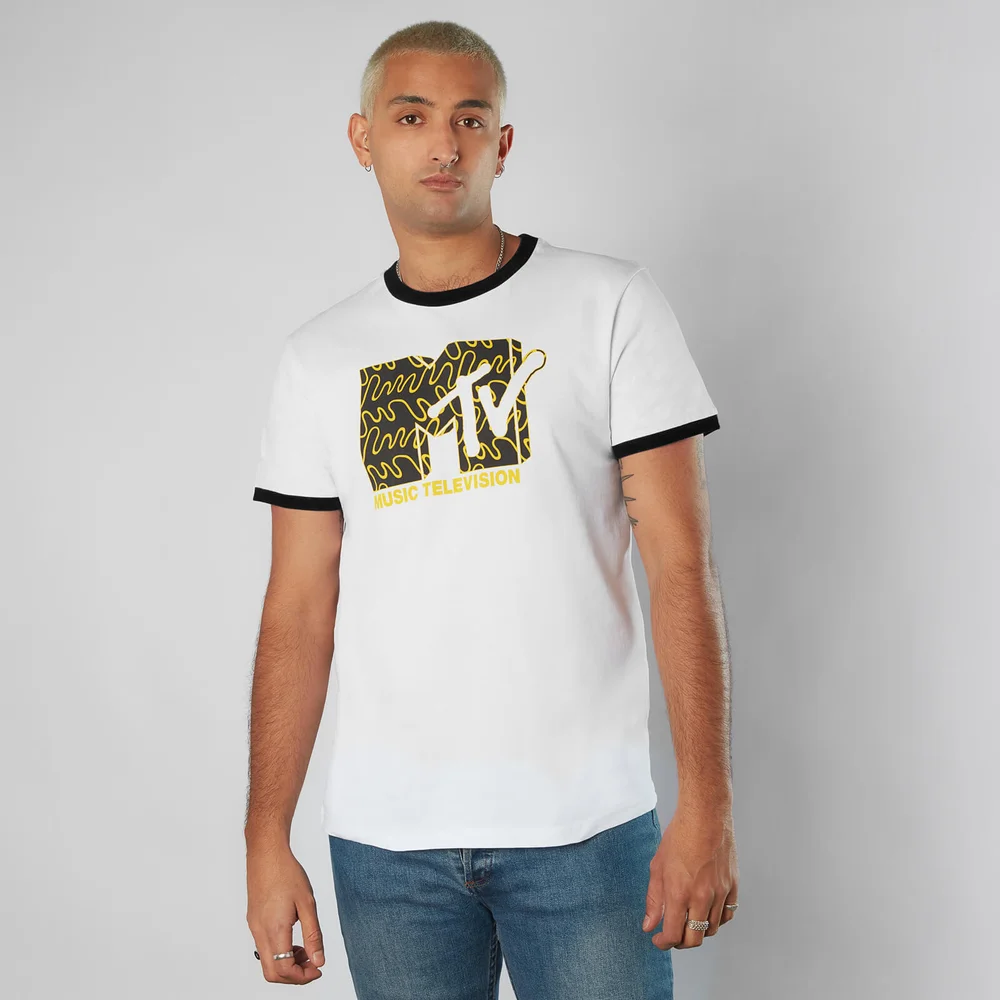 MTV Waves Unisex Ringer T-Shirt - White/Black - L Image 1