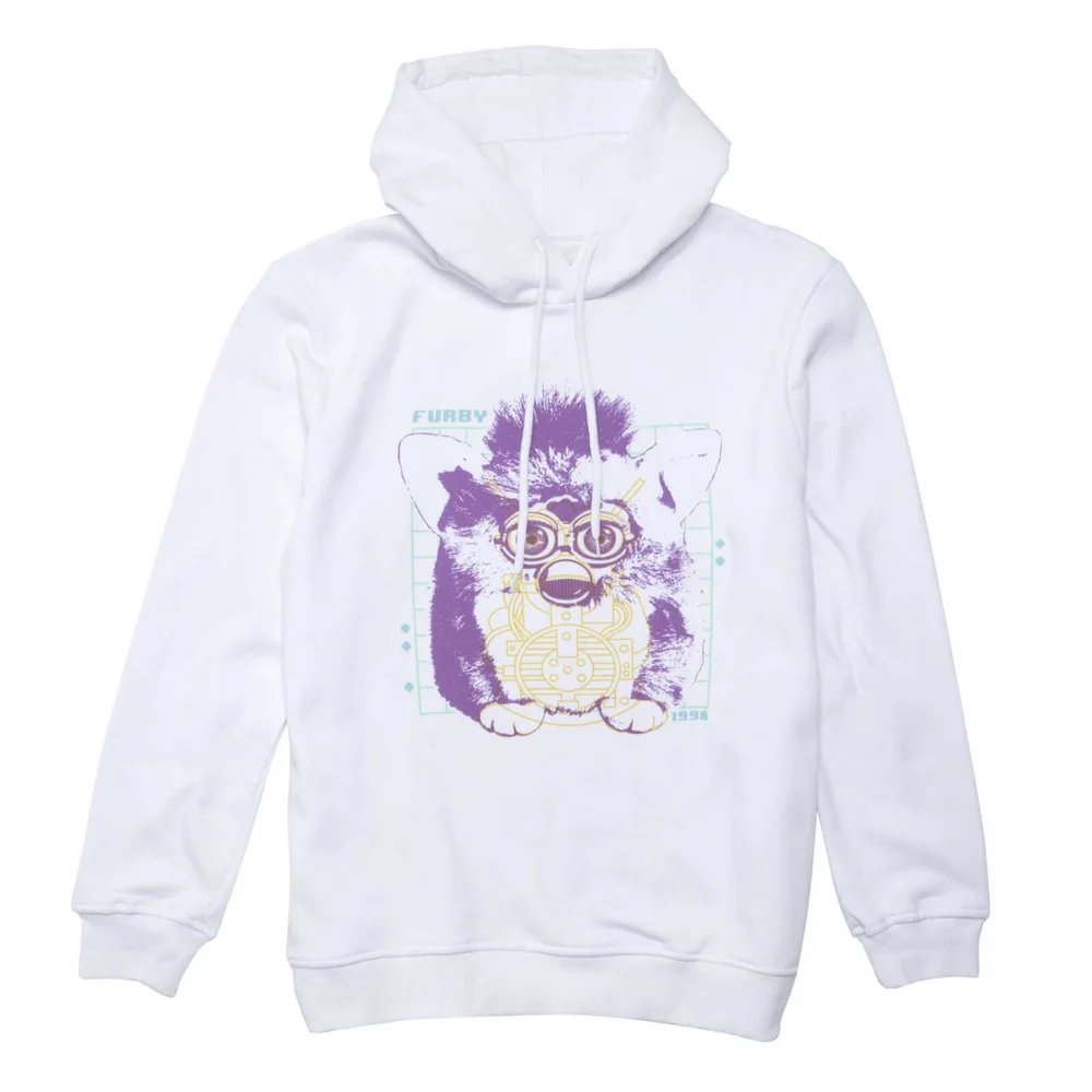 Furby Blue Print Hoodie - White - XXL Image 1
