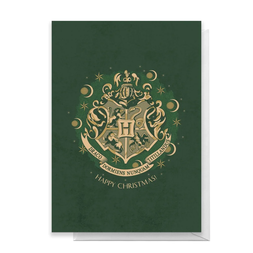 Harry Potter Crest Happy Christmas Greetings Card - Large Card Image 1