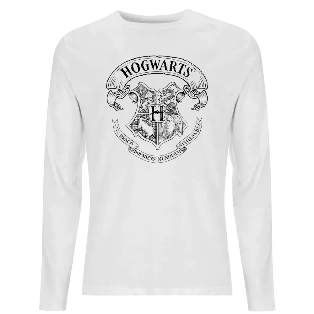 Harry Potter Hogwarts Crest Unisex Long Sleeve T-Shirt - White - S Image 1