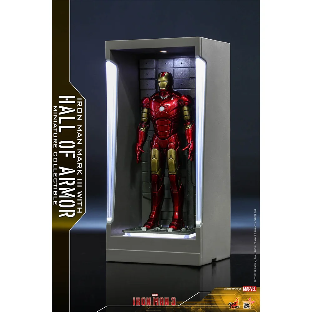 Hot Toys Marvel Miniature Figure: Iron Man 3 - Iron Man Mark 3 (with Hall of Armor) Image 1