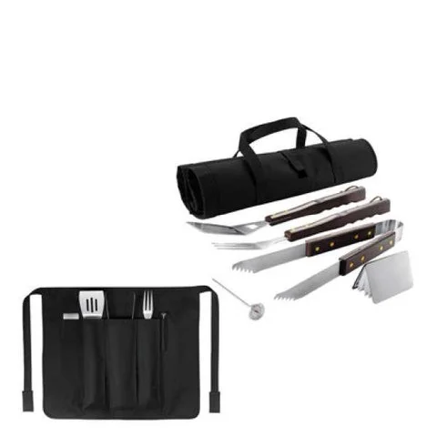 BBQ Set in Foldable Apron - Black Image 1