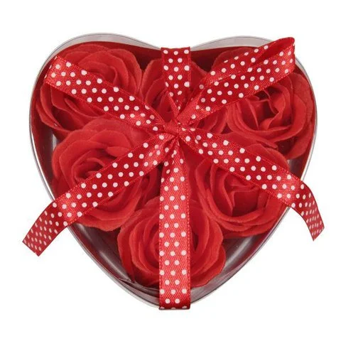 6 Rose Scented Bath Flowers in a Heart Box Image 1
