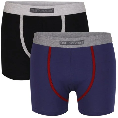 One True Saxon Men's Two Pack Boxers - Black/Navy - S - Black/Navy Image 1