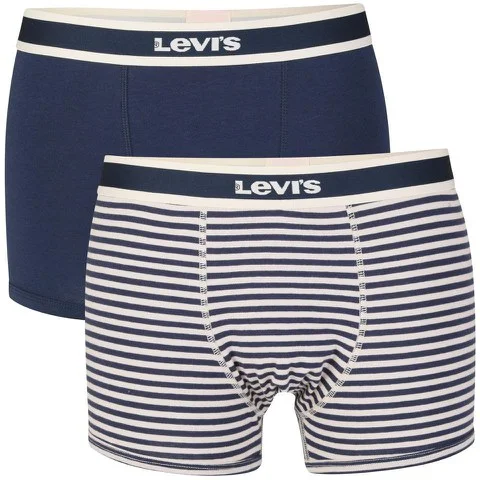 Levi's Men's 2-Pack Antonio Boxer Shorts - Navy/White - S - Navy/White Image 1