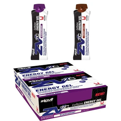 ZipVit ZV7C Caffeine Energy Gel - Box of 24 - 24Softgels - Box - Blackcurrant Image 1