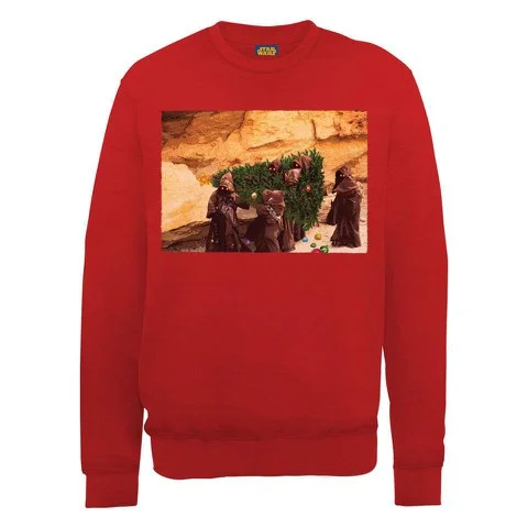 Star Wars Christmas Jawas Christmas Tree Sweatshirt - Red - S - Red Image 1