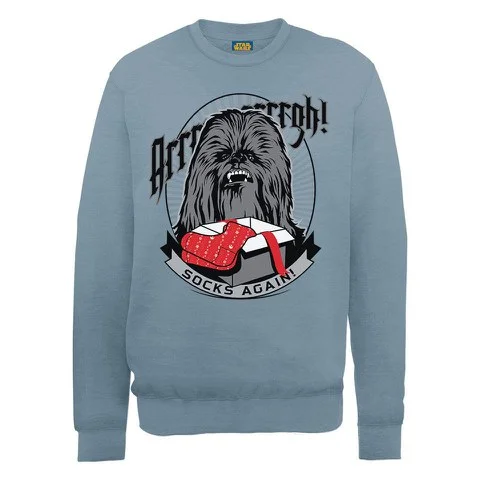 Star Wars Christmas Chewbacca Socks Again Sweatshirt - Indigo Blue - S - Blue Image 1