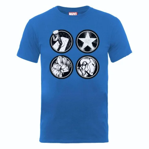 Marvel Avengers Assemble Main Logos Men's T-Shirt - Royal Blue - S - Blue Image 1