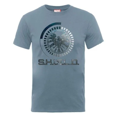 Marvel Avengers Assemble Shield Badge Men's T-Shirt - Stone Blue - S - Blue Image 1