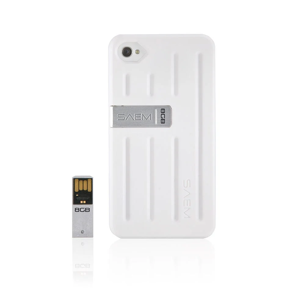 Veho SAEM S7 iPhone Case with Integrated 8GB USB Pen Drive - for iPhone 4/4S - White Image 1