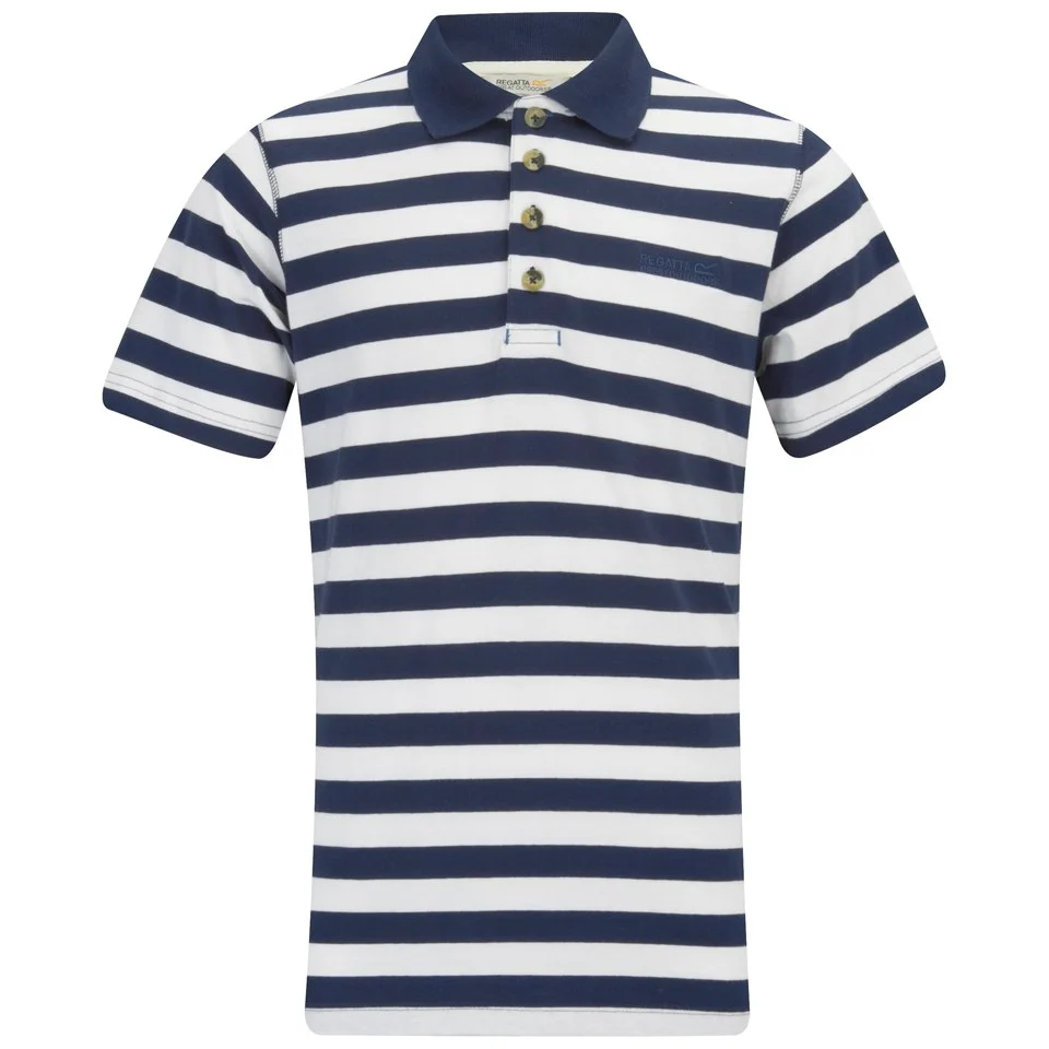 Regatta Men's Second Wind CoolWeave Polo Shirt - Navy/White - S - Blue Image 1