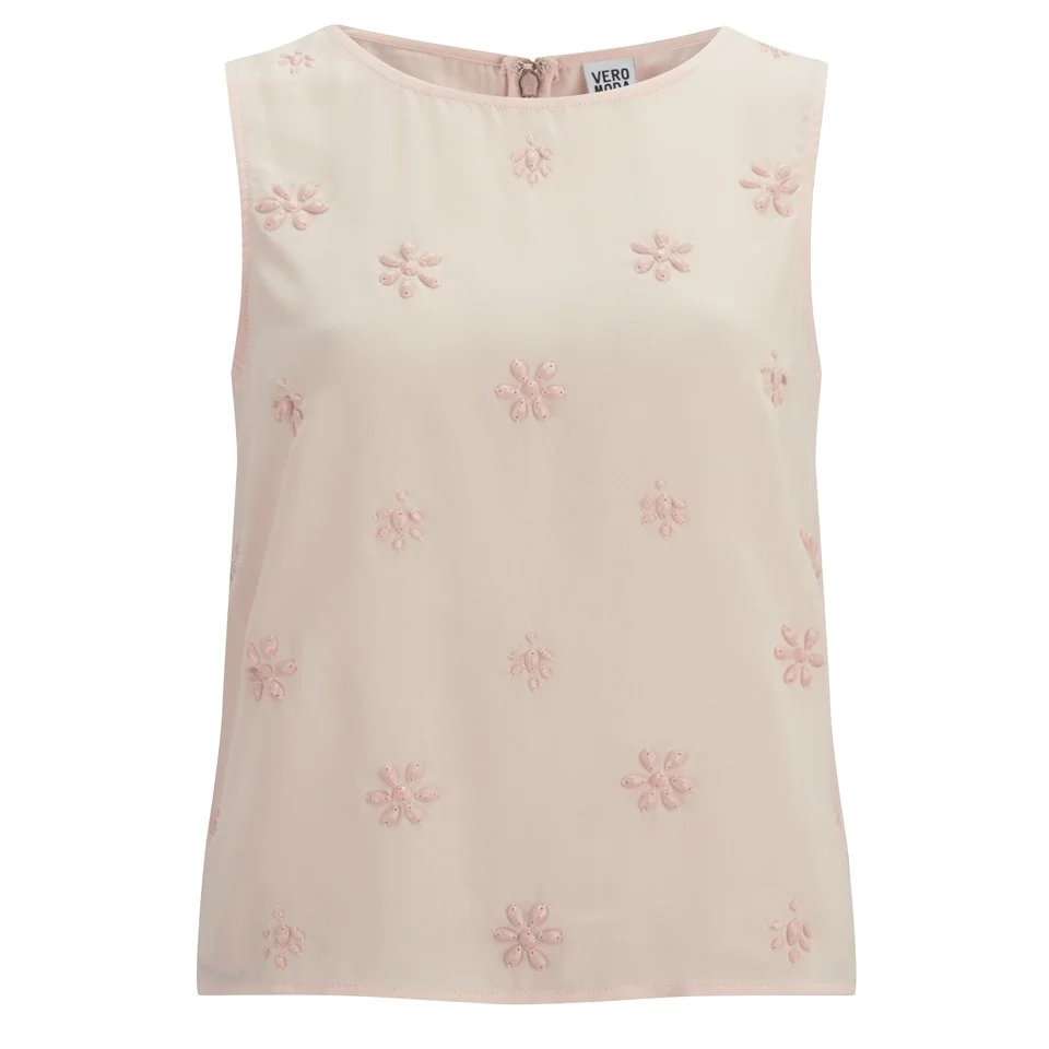 Vero Moda Women's Pleasure Dimond Detail Cami Top - Peach Whip - XS/UK 8 - Peach Image 1