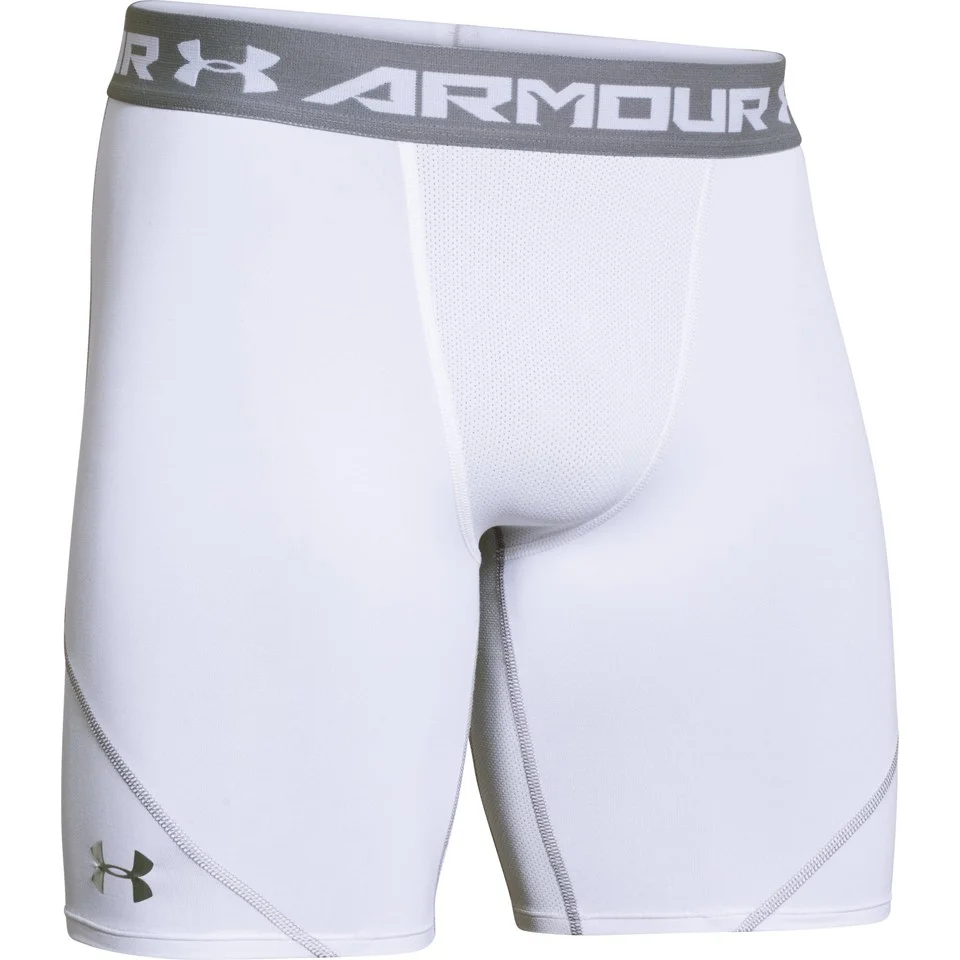 Under Armour Men's Heat Gear Armourstretch Compression Training Shorts - White/Graphite - S - White/Grey Image 1