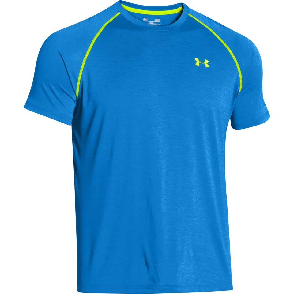 Under Armour Men's Tech T-Shirt - Jet Blue/Hi Vis Yellow - S - Blue/Yellow Image 1
