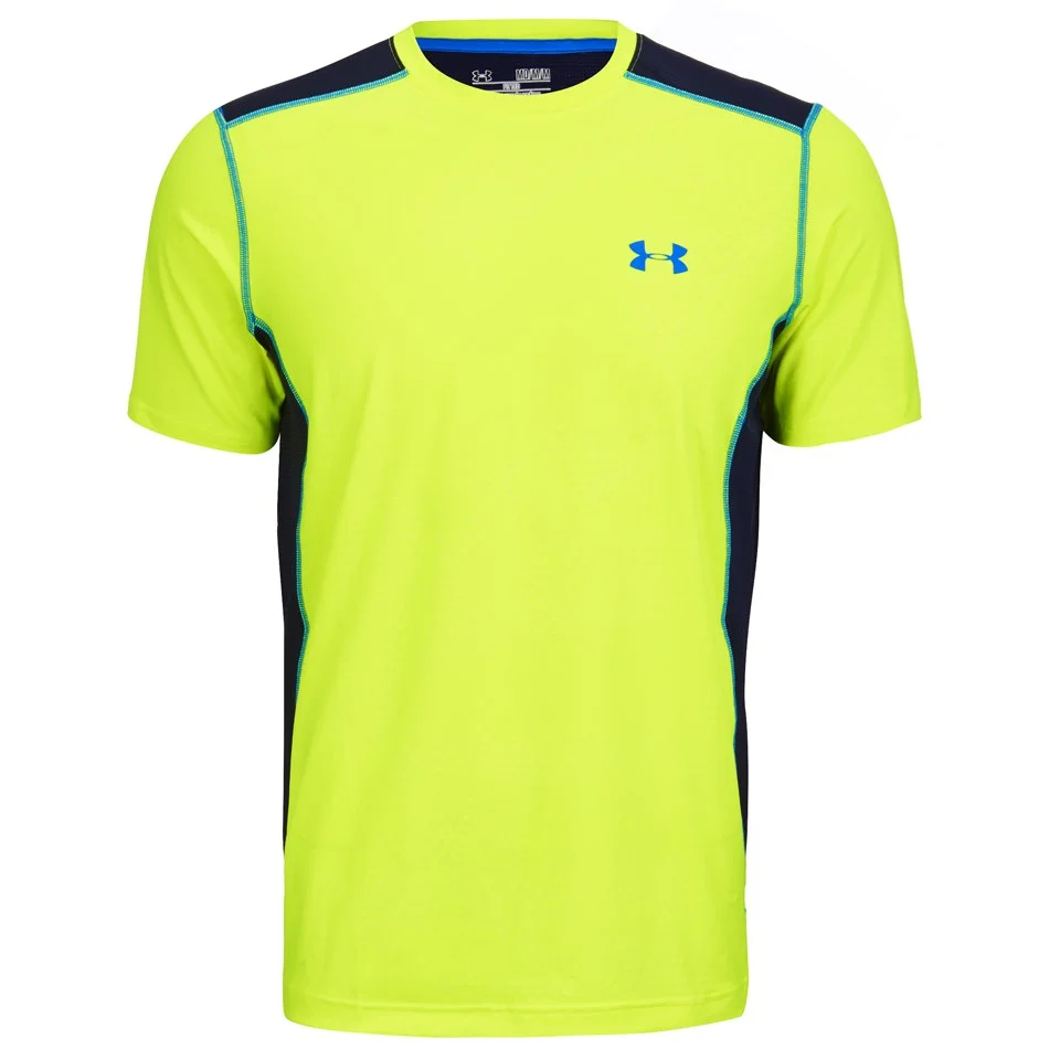 Under Armour Men's Raid Short Sleeve Training T-Shirt - High-Vis Yellow/Midnight Navy - S - Yellow/Blue Image 1