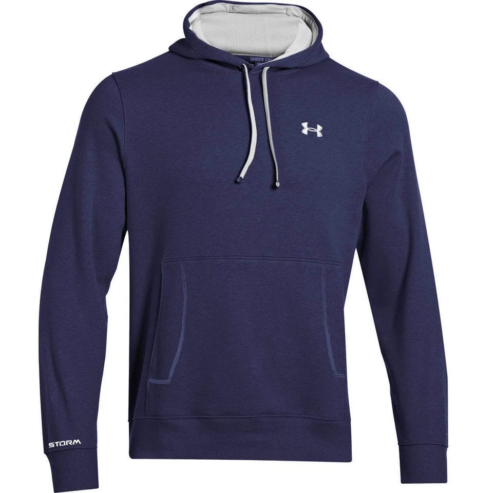 Under Armour Men's Storm Cotton Rival Hoody - Midnight Navy/White - S - Blue/White Image 1