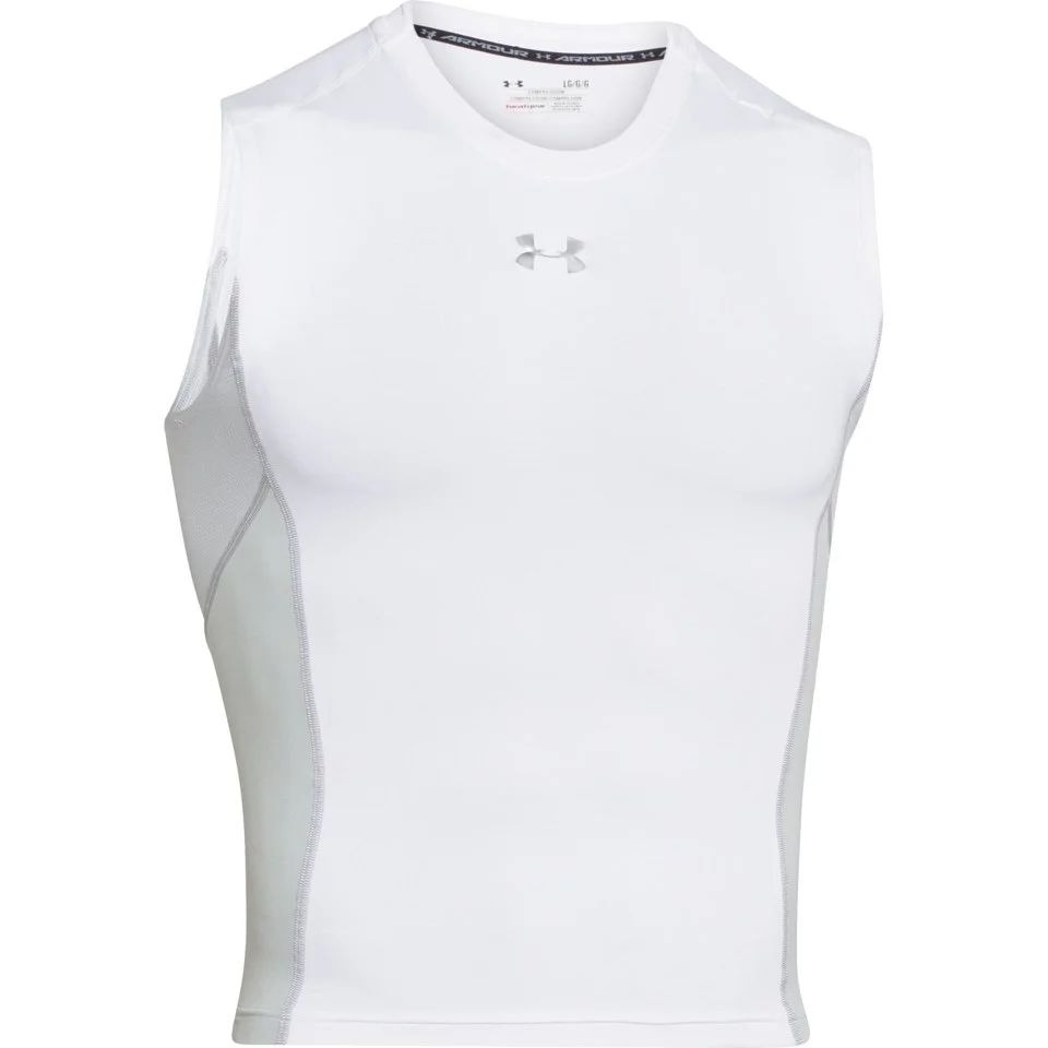 Under Armour Men's Heat Gear Armourstretch Sleeveless Training T-Shirt - White/Steel - S - White Image 1
