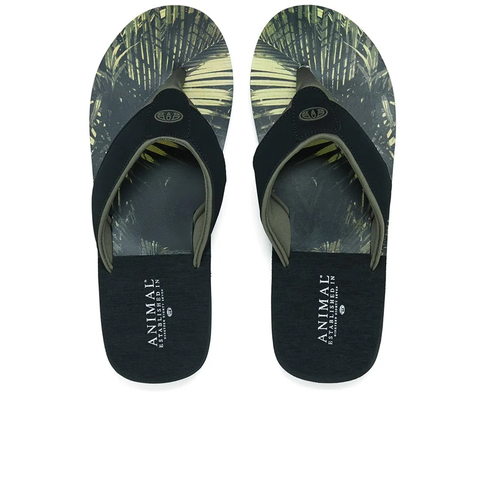 Animal Men's Jekyl Soft Leaf Print Flip Flops - Green - UK 7 - Green Image 1