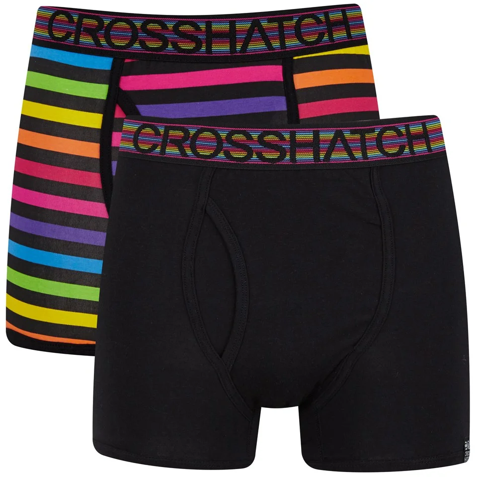 Crosshatch Men's Refracto 2-Pack Boxer Shorts - Multi/Black - S - Multi/Black Image 1