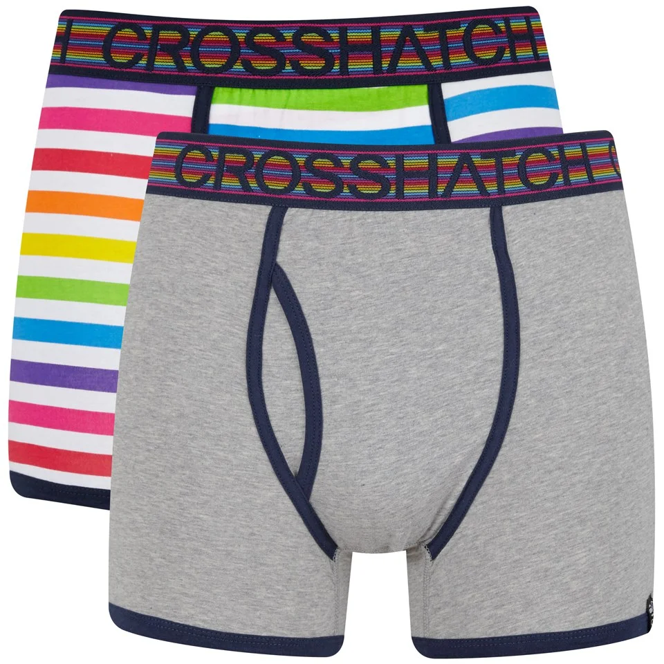 Crosshatch Men's Refracto 2-Pack Boxer Shorts - Multi/Grey Marl - S - Multi/Grey Image 1