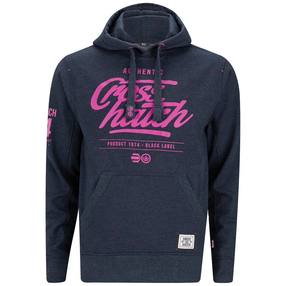 Crosshatch Men's Squirm Neon Print Hoody - Navy Marl - S - Blue Image 1