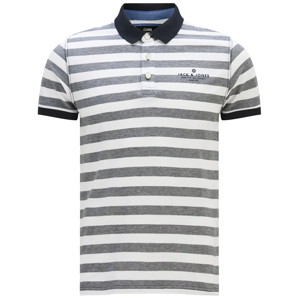 Jack & Jones Men's Cooper Striped Polo Shirt - Grey - S - Grey Image 1
