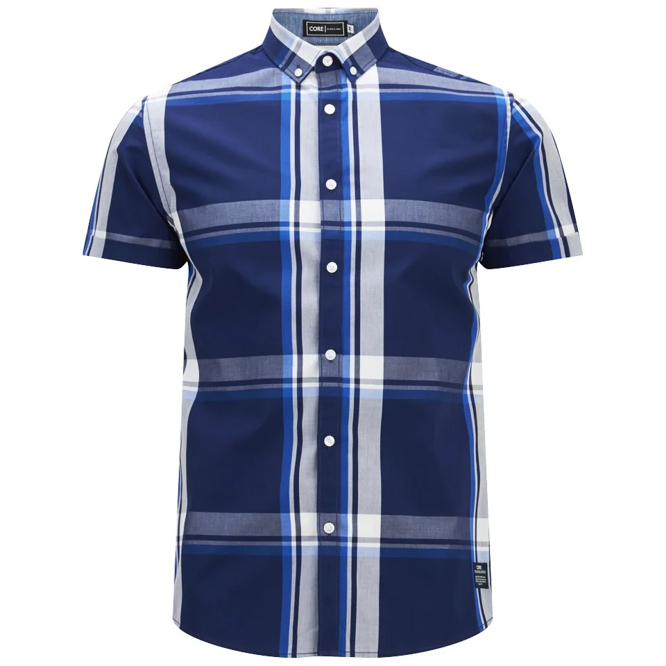 Jack & Jones Men's Short Sleeved Type Shirt - Blue Check - S - Blue Image 1