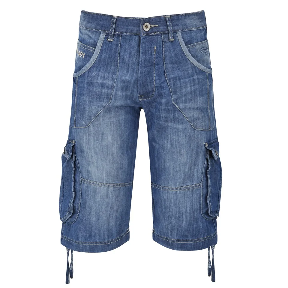 Crosshatch Men's Kanaster Denim Shorts - Bleach Wash - W30 - Blue Image 1